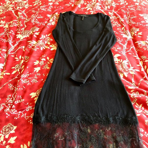 BCBGMaxAzria “Livi” Lace-Hem Ribbed Tunic Dress XXS - Picture 6 of 16